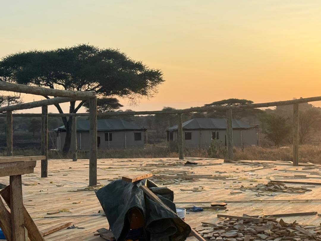 Tent installation on site